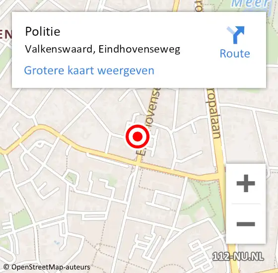 Locatie op kaart van de 112 melding: Politie Valkenswaard, Eindhovenseweg op 6 februari 2023 15:30