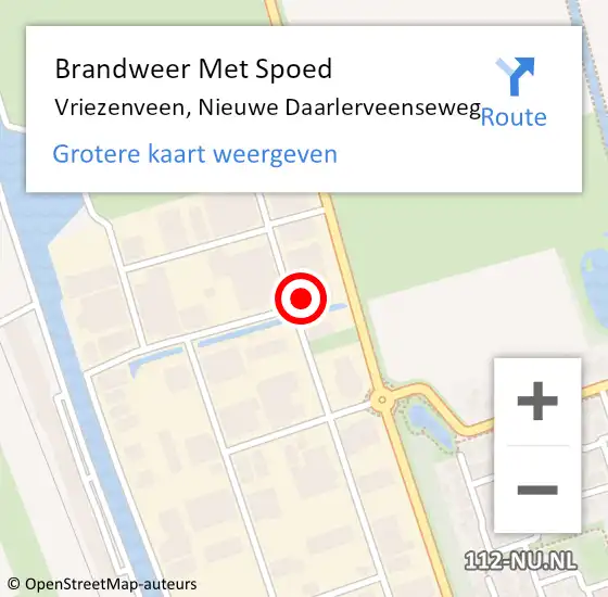 Locatie op kaart van de 112 melding: Brandweer Met Spoed Naar Vriezenveen, Nieuwe Daarlerveenseweg op 6 februari 2023 15:47