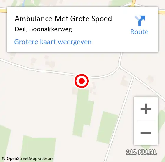 Locatie op kaart van de 112 melding: Ambulance Met Grote Spoed Naar Deil, Boonakkerweg op 6 februari 2023 18:49