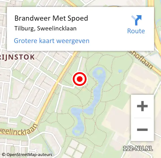 Locatie op kaart van de 112 melding: Brandweer Met Spoed Naar Tilburg, Sweelincklaan op 6 februari 2023 20:49
