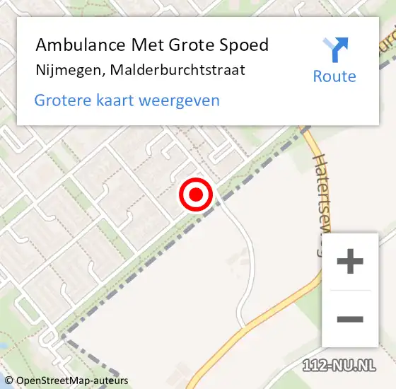 Locatie op kaart van de 112 melding: Ambulance Met Grote Spoed Naar Nijmegen, Malderburchtstraat op 7 februari 2023 00:39