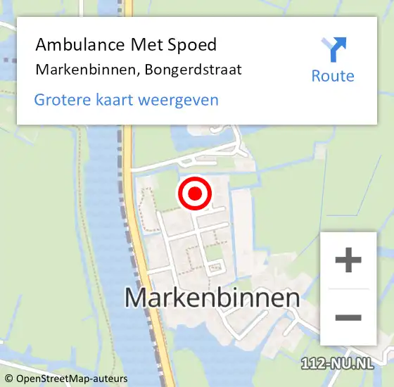 Locatie op kaart van de 112 melding: Ambulance Met Spoed Naar Markenbinnen, Bongerdstraat op 7 februari 2023 04:38