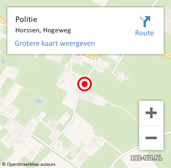 Locatie op kaart van de 112 melding: Politie Horssen, Hogeweg op 7 februari 2023 05:21