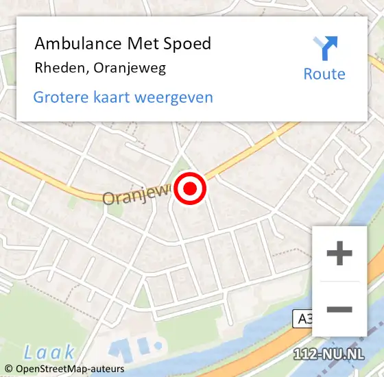 Locatie op kaart van de 112 melding: Ambulance Met Spoed Naar Rheden, Oranjeweg op 7 februari 2023 07:31