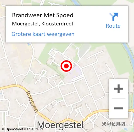 Locatie op kaart van de 112 melding: Brandweer Met Spoed Naar Moergestel, Kloosterdreef op 7 februari 2023 08:24