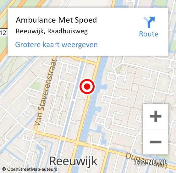 Locatie op kaart van de 112 melding: Ambulance Met Spoed Naar Reeuwijk, Raadhuisweg op 7 februari 2023 12:16