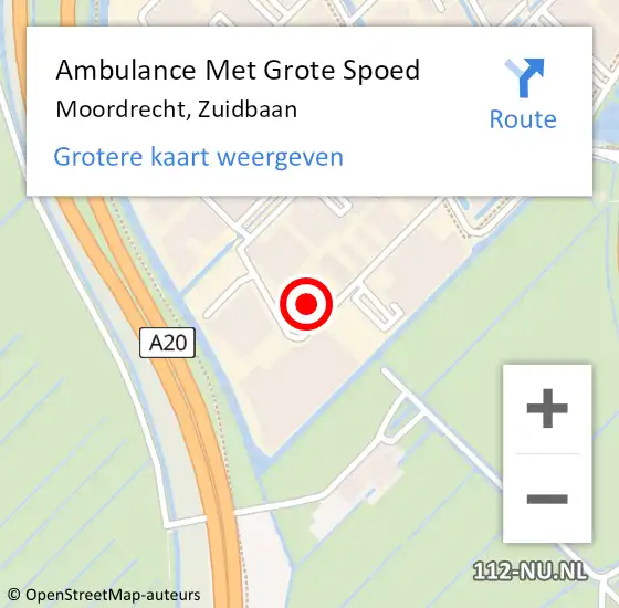 Locatie op kaart van de 112 melding: Ambulance Met Grote Spoed Naar Moordrecht, Zuidbaan op 7 februari 2023 12:22