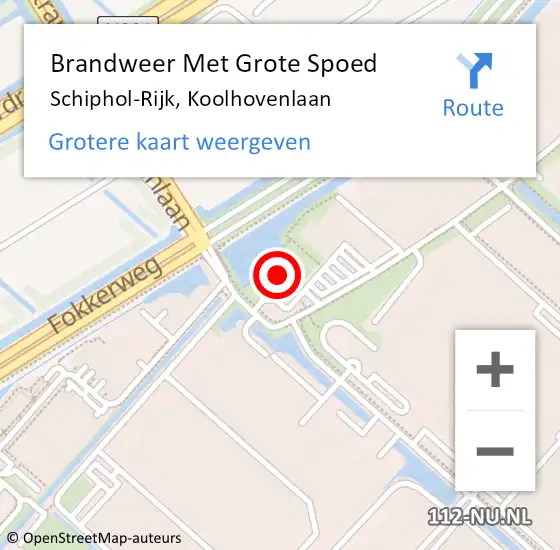 Locatie op kaart van de 112 melding: Brandweer Met Grote Spoed Naar Schiphol-Rijk, Koolhovenlaan op 7 februari 2023 13:43