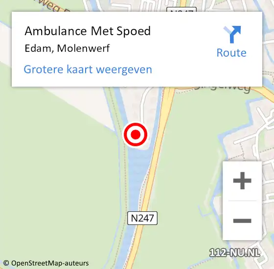 Locatie op kaart van de 112 melding: Ambulance Met Spoed Naar Edam, Molenwerf op 7 februari 2023 14:25