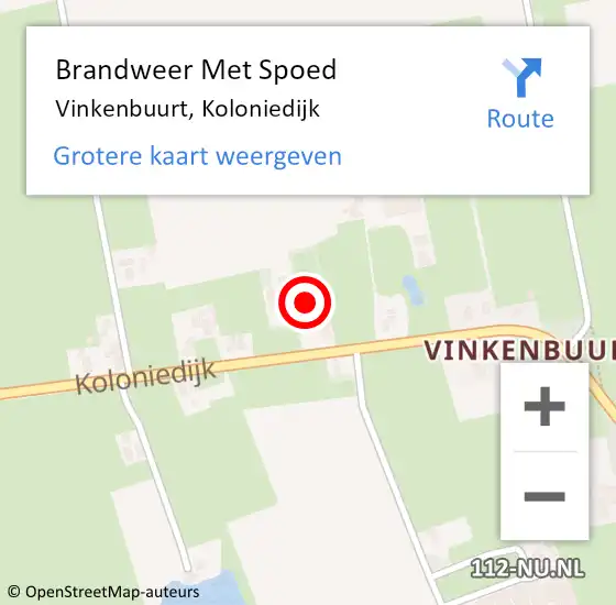 Locatie op kaart van de 112 melding: Brandweer Met Spoed Naar Vinkenbuurt, Koloniedijk op 7 februari 2023 15:06
