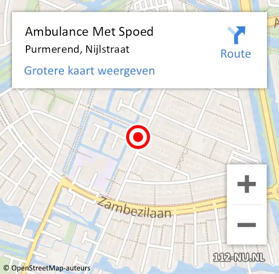 Locatie op kaart van de 112 melding: Ambulance Met Spoed Naar Purmerend, Nijlstraat op 7 februari 2023 16:32