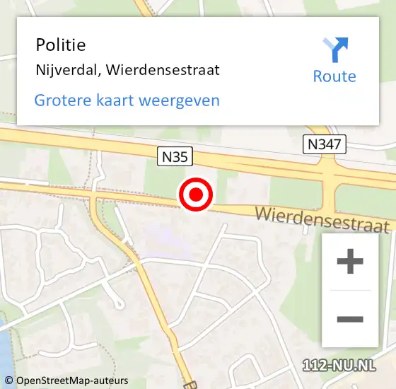 Locatie op kaart van de 112 melding: Politie Nijverdal, Wierdensestraat op 7 februari 2023 19:24