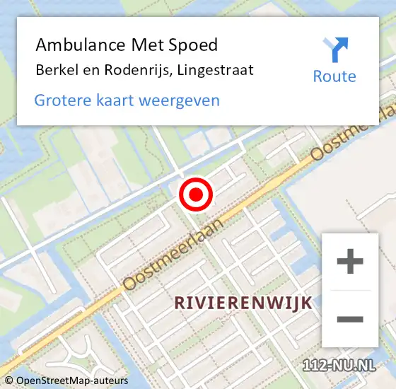 Locatie op kaart van de 112 melding: Ambulance Met Spoed Naar Berkel en Rodenrijs, Lingestraat op 7 februari 2023 23:44