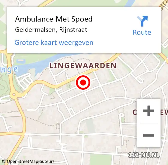 Locatie op kaart van de 112 melding: Ambulance Met Spoed Naar Geldermalsen, Rijnstraat op 8 februari 2023 04:02