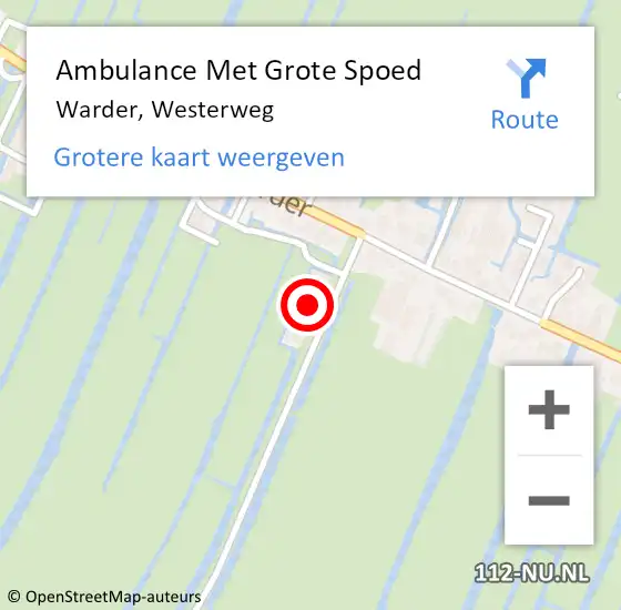 Locatie op kaart van de 112 melding: Ambulance Met Grote Spoed Naar Warder, Westerweg op 8 februari 2023 07:17