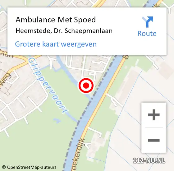 Locatie op kaart van de 112 melding: Ambulance Met Spoed Naar Heemstede, Dr. Schaepmanlaan op 8 februari 2023 11:28