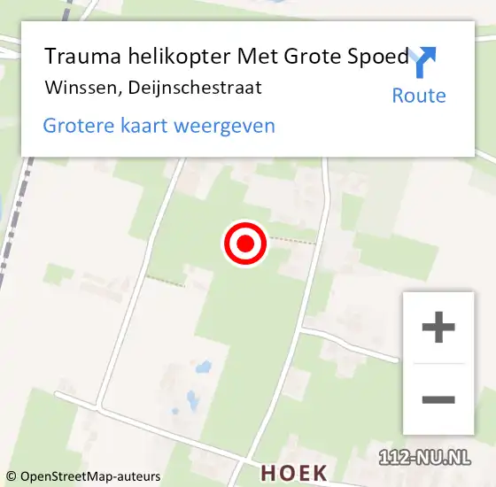 Locatie op kaart van de 112 melding: Trauma helikopter Met Grote Spoed Naar Winssen, Deijnschestraat op 8 februari 2023 11:59