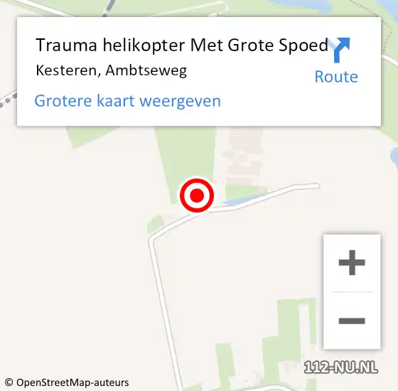 Locatie op kaart van de 112 melding: Trauma helikopter Met Grote Spoed Naar Kesteren, Ambtseweg op 8 februari 2023 12:27