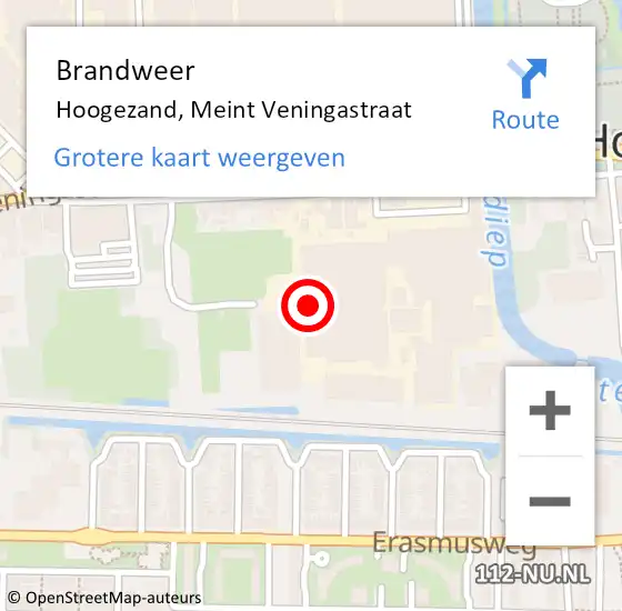 Locatie op kaart van de 112 melding: Brandweer Hoogezand, Meint Veningastraat op 8 februari 2023 14:34