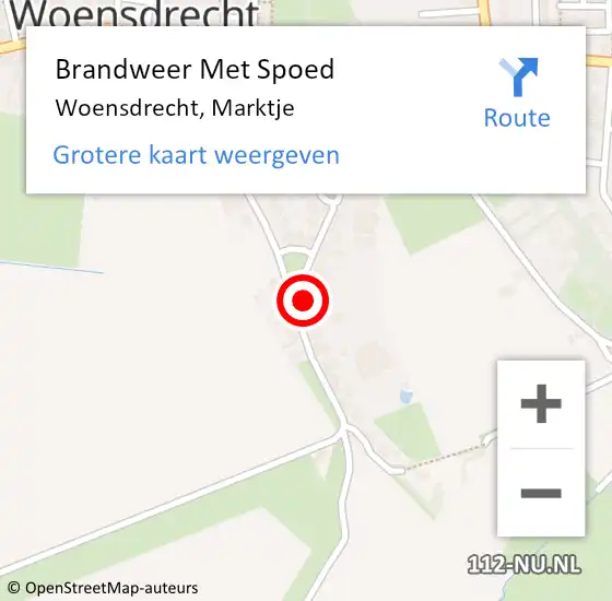 Locatie op kaart van de 112 melding: Brandweer Met Spoed Naar Woensdrecht, Marktje op 8 februari 2023 16:10