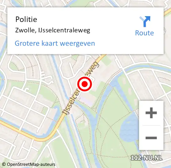 Locatie op kaart van de 112 melding: Politie Zwolle, IJsselcentraleweg op 8 februari 2023 16:21