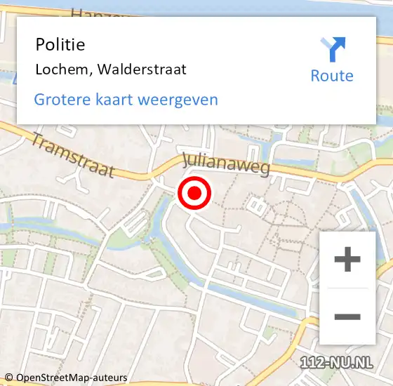 Locatie op kaart van de 112 melding: Politie Lochem, Walderstraat op 8 februari 2023 16:39