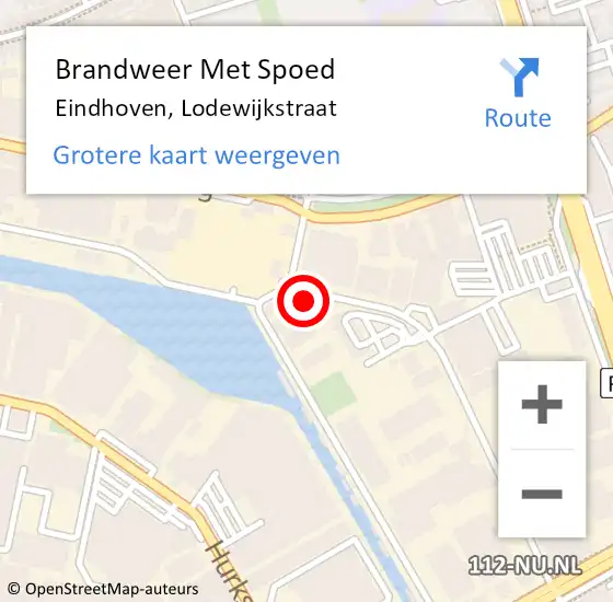Locatie op kaart van de 112 melding: Brandweer Met Spoed Naar Eindhoven, Lodewijkstraat op 8 februari 2023 16:46