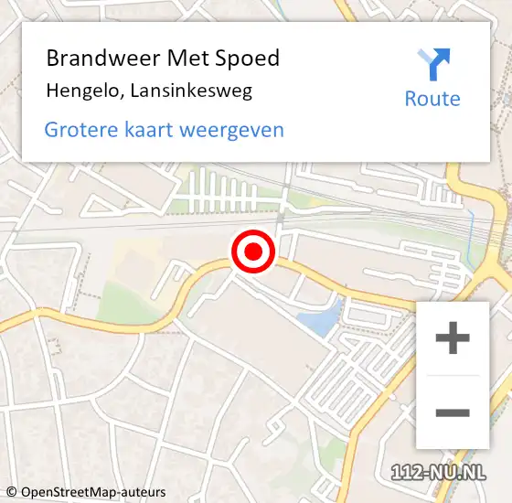 Locatie op kaart van de 112 melding: Brandweer Met Spoed Naar Hengelo, Lansinkesweg op 8 februari 2023 18:29