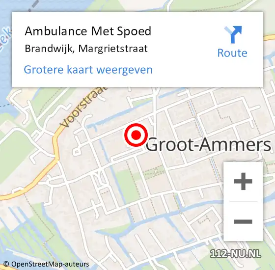 Locatie op kaart van de 112 melding: Ambulance Met Spoed Naar Brandwijk, Margrietstraat op 9 februari 2023 00:52