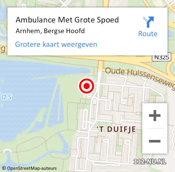 Locatie op kaart van de 112 melding: Ambulance Met Grote Spoed Naar Arnhem, Bergse Hoofd op 9 februari 2023 01:36