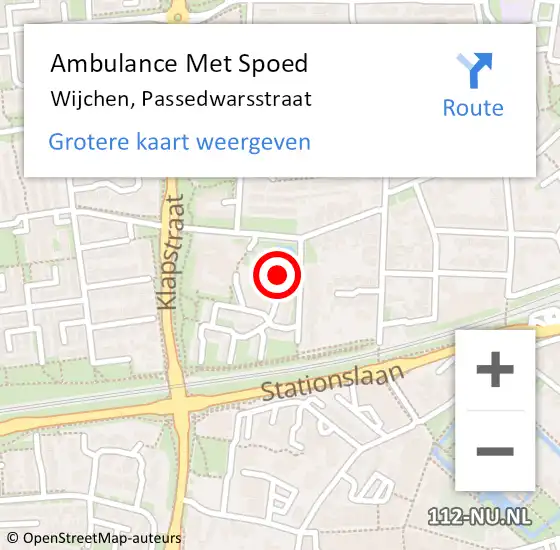 Locatie op kaart van de 112 melding: Ambulance Met Spoed Naar Wijchen, Passedwarsstraat op 9 februari 2023 02:47