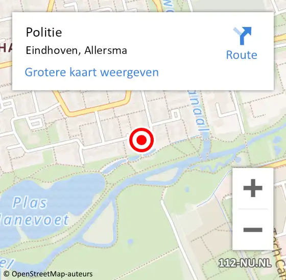 Locatie op kaart van de 112 melding: Politie Eindhoven, Allersma op 9 februari 2023 07:45