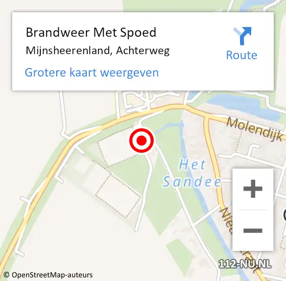 Locatie op kaart van de 112 melding: Brandweer Met Spoed Naar Mijnsheerenland, Achterweg op 9 februari 2023 11:02