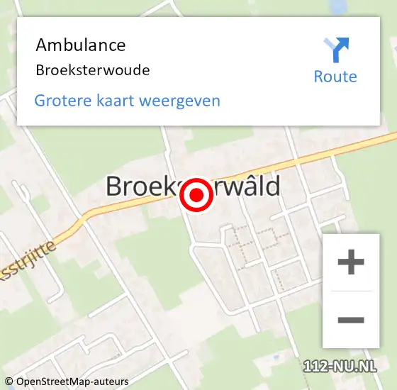 Locatie op kaart van de 112 melding: Ambulance Broeksterwoude op 9 februari 2023 12:13
