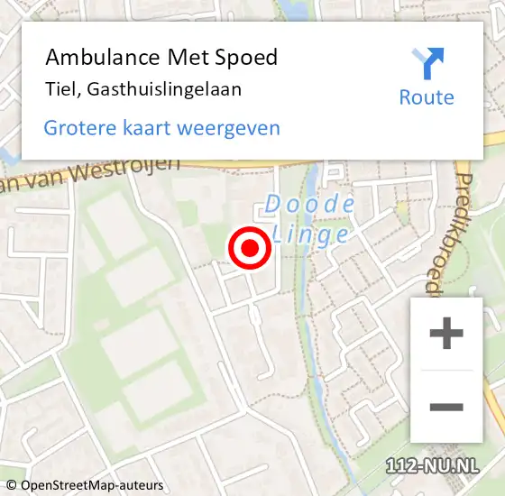 Locatie op kaart van de 112 melding: Ambulance Met Spoed Naar Tiel, Gasthuislingelaan op 9 februari 2023 13:23