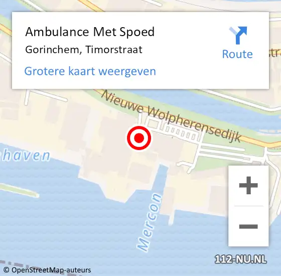 Locatie op kaart van de 112 melding: Ambulance Met Spoed Naar Gorinchem, Timorstraat op 9 februari 2023 13:53