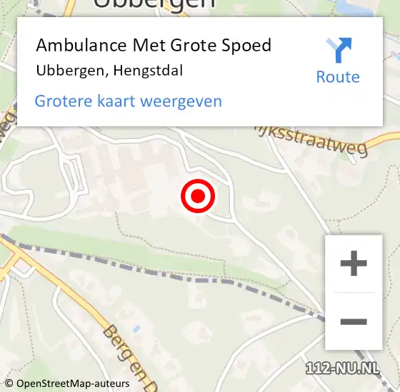 Locatie op kaart van de 112 melding: Ambulance Met Grote Spoed Naar Ubbergen, Hengstdal op 9 februari 2023 16:48