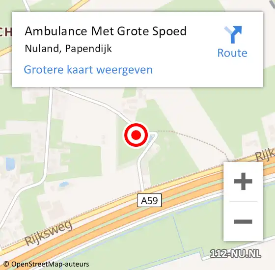 Locatie op kaart van de 112 melding: Ambulance Met Grote Spoed Naar Nuland, Papendijk op 15 augustus 2014 01:08