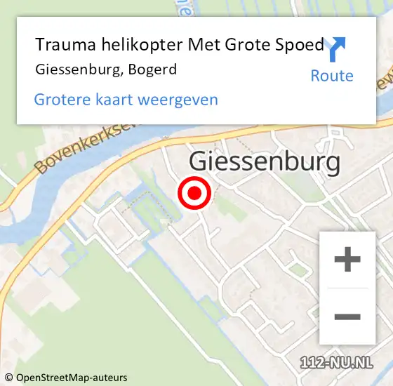 Locatie op kaart van de 112 melding: Trauma helikopter Met Grote Spoed Naar Giessenburg, Bogerd op 9 februari 2023 19:13