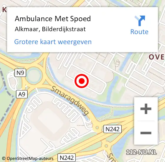 Locatie op kaart van de 112 melding: Ambulance Met Spoed Naar Alkmaar, Bilderdijkstraat op 9 februari 2023 19:15
