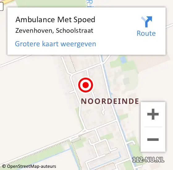 Locatie op kaart van de 112 melding: Ambulance Met Spoed Naar Zevenhoven, Schoolstraat op 9 februari 2023 19:53