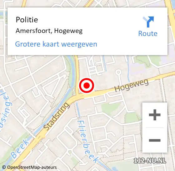 Locatie op kaart van de 112 melding: Politie Amersfoort, Hogeweg op 9 februari 2023 21:31