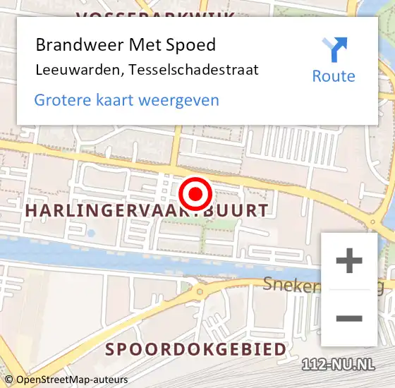 Locatie op kaart van de 112 melding: Brandweer Met Spoed Naar Leeuwarden, Tesselschadestraat op 10 februari 2023 05:51