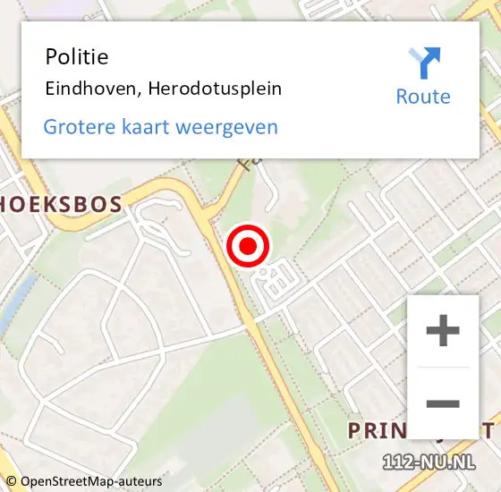 Locatie op kaart van de 112 melding: Politie Eindhoven, Herodotusplein op 10 februari 2023 07:30