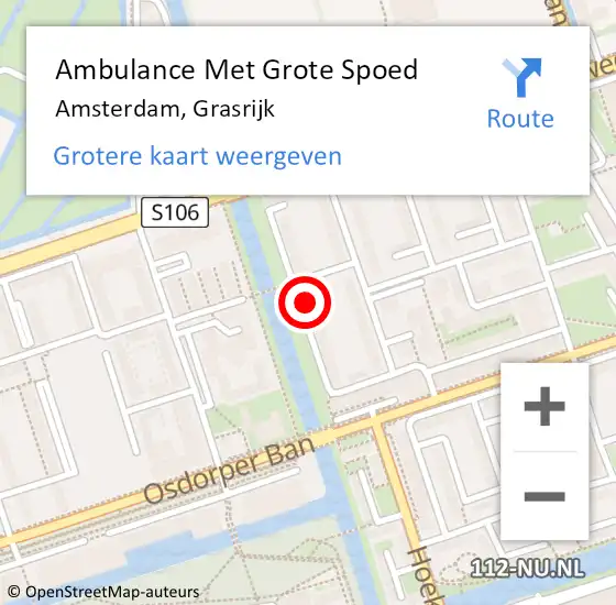 Locatie op kaart van de 112 melding: Ambulance Met Grote Spoed Naar Amsterdam, Grasrijk op 10 februari 2023 07:43