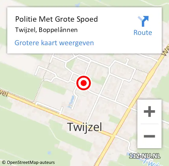 Locatie op kaart van de 112 melding: Politie Met Grote Spoed Naar Twijzel, Boppelânnen op 10 februari 2023 08:13