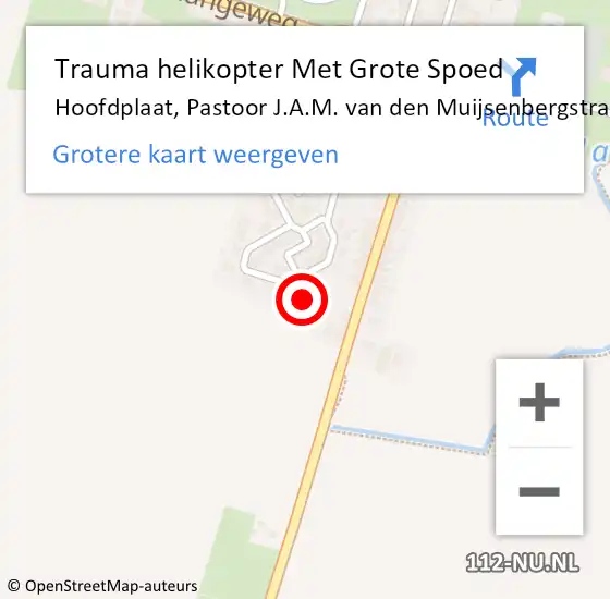 Locatie op kaart van de 112 melding: Trauma helikopter Met Grote Spoed Naar Hoofdplaat, Pastoor J.A.M. van den Muijsenbergstraat op 10 februari 2023 08:26