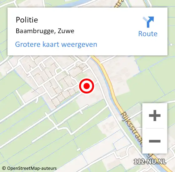 Locatie op kaart van de 112 melding: Politie Baambrugge, Zuwe op 10 februari 2023 09:14