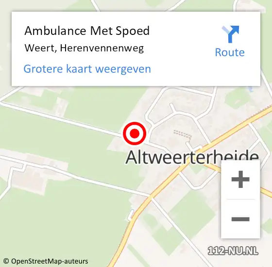 Locatie op kaart van de 112 melding: Ambulance Met Spoed Naar Weert, Herenvennenweg op 10 februari 2023 09:43