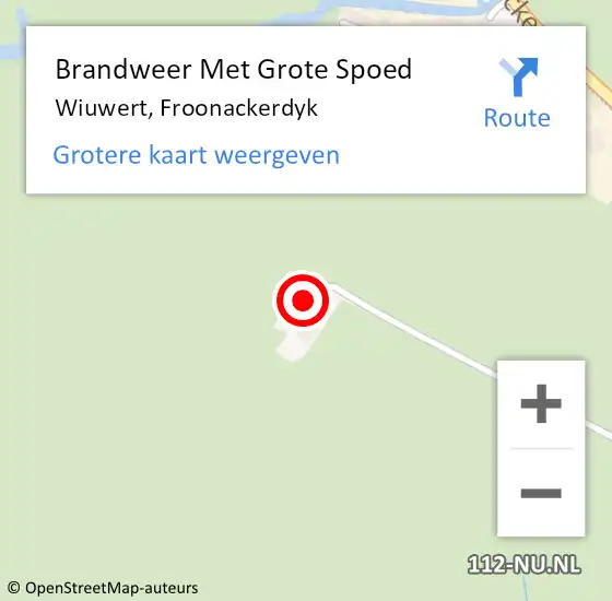 Locatie op kaart van de 112 melding: Brandweer Met Grote Spoed Naar Wiuwert, Froonackerdyk op 10 februari 2023 11:24